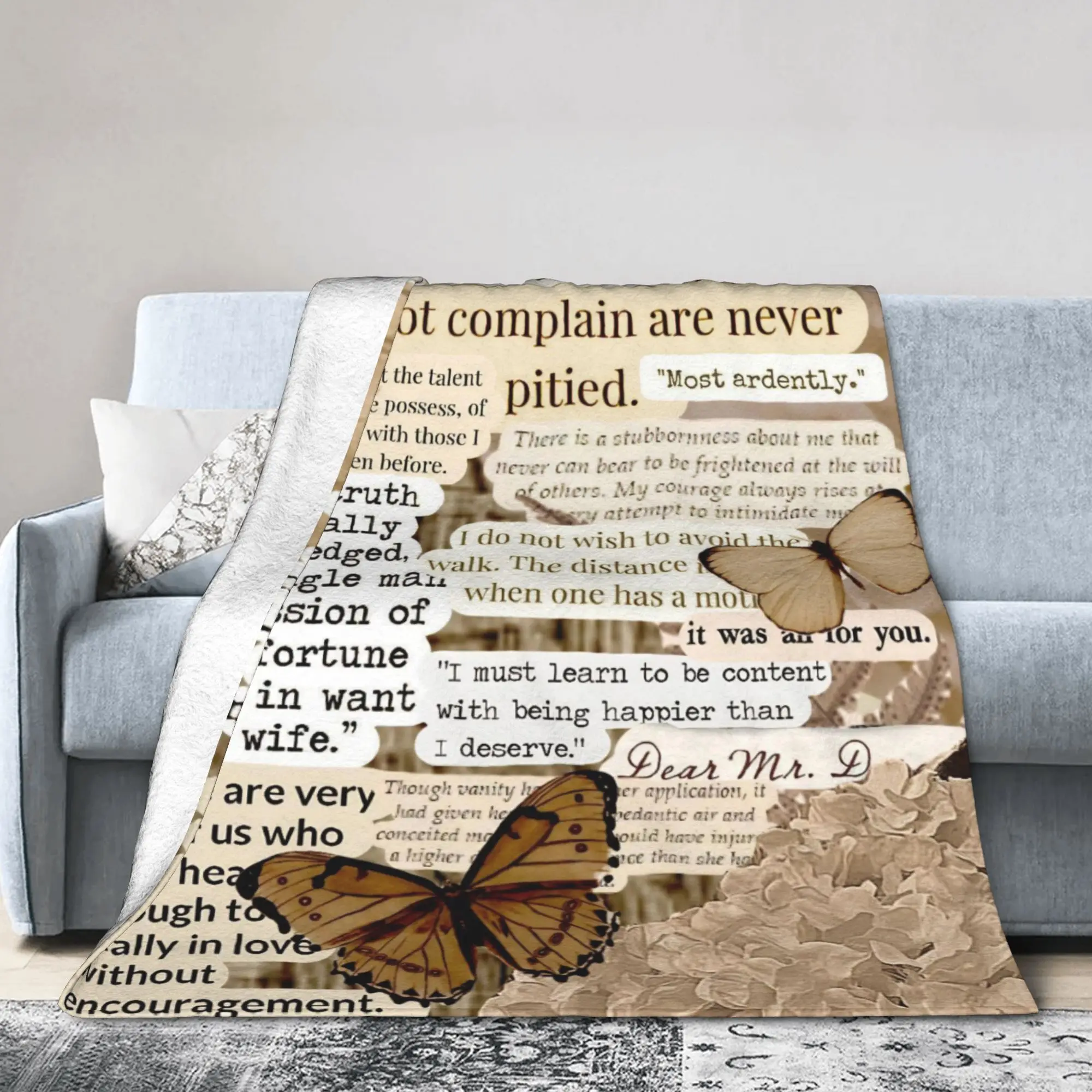 Home Office Cozy - Pride and Prejudice Quote Blanket Jane