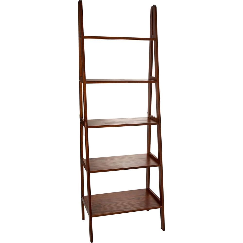 Bookcase Wood Shelf - Solid Wood 5-Shelf Ladder Bookcase, 72