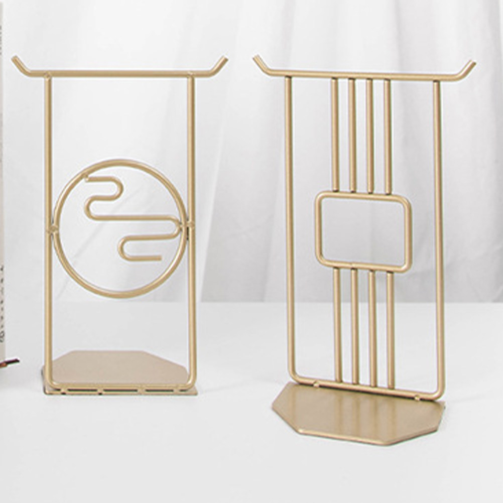 Home Office And Library - 2Pcs Decorative Bookend Premium Metal Book