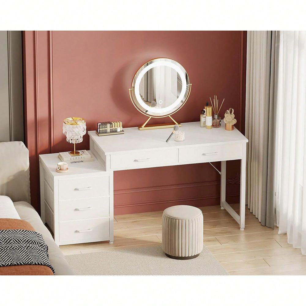 Home Office Desks - Desk With 5 Drawers, 53 Inch
