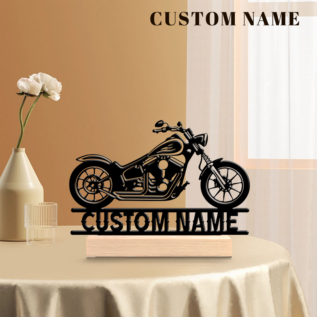 Home Office Art - 1Pc Csutom Name Road Motorbike Wooden