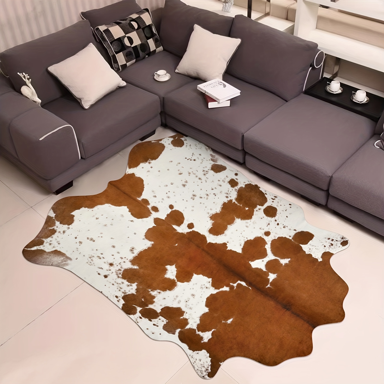 Faux Cowhide Rug – 6.2 x 5.2 f - Home Office Room Inspiration avaliação e preço
