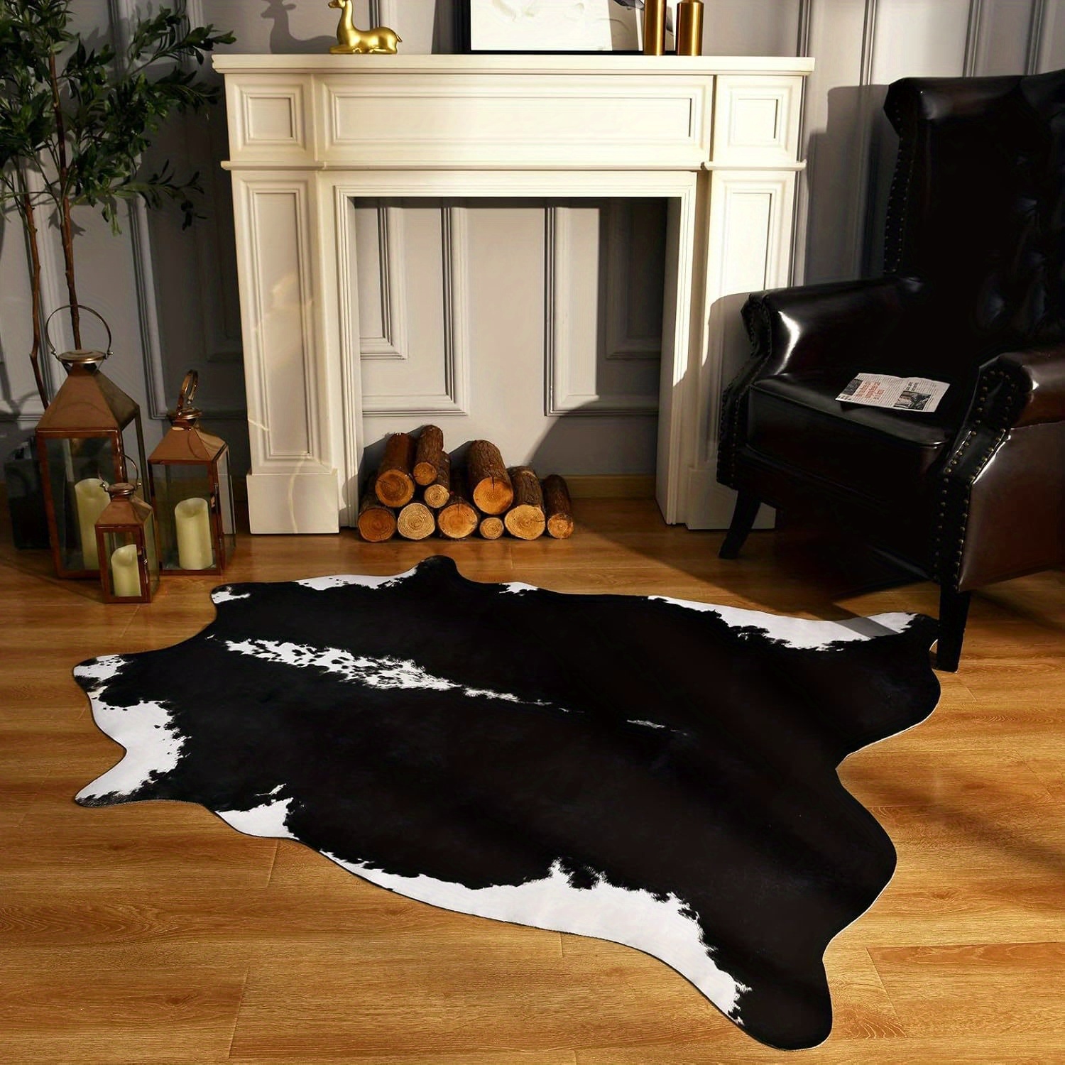 Faux Cowhide Rug – 6.2 x 5.2 f - Home Office Room Inspiration avaliação e preço