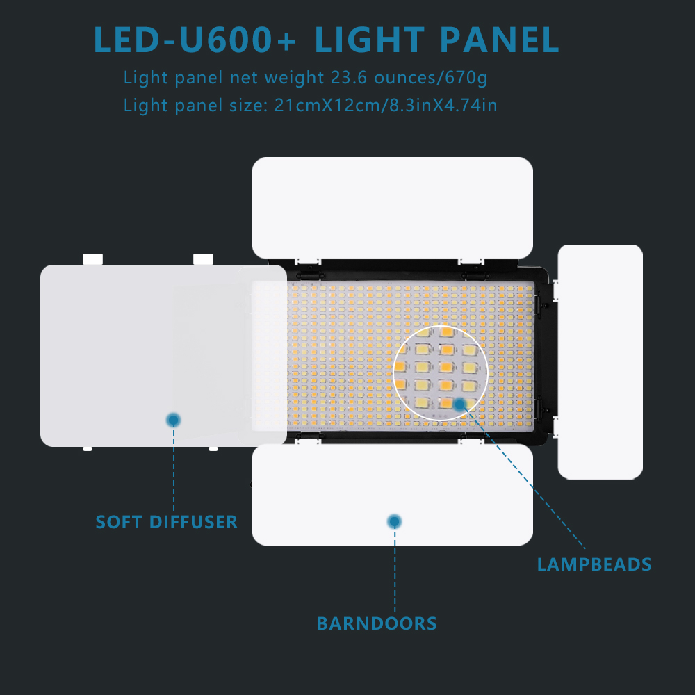 U800 RGB Photo Light LED Photo - Zoom Lighting Kit avaliação e preço