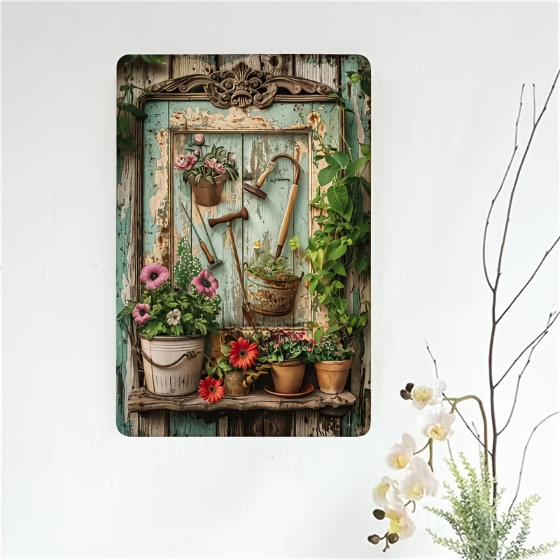 Vintage floral metal tin signa - Home Office And Library avaliação e preço