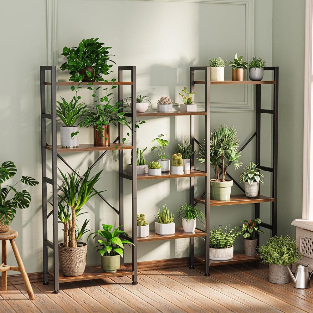 Triple Bookshelf with 11 Open  - Bookcase Wood Shelf avaliação e preço