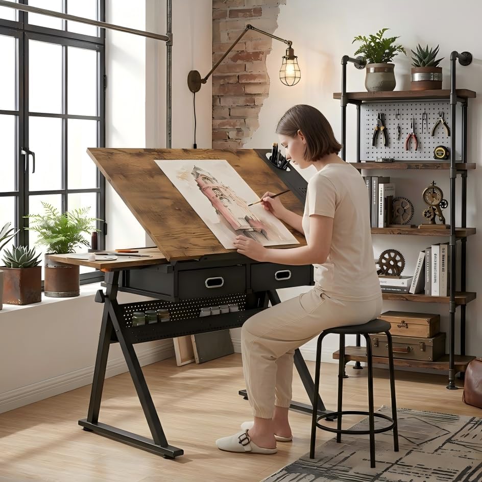 Adjustable Drawing Table with  - Home Office Desks avaliação e preço