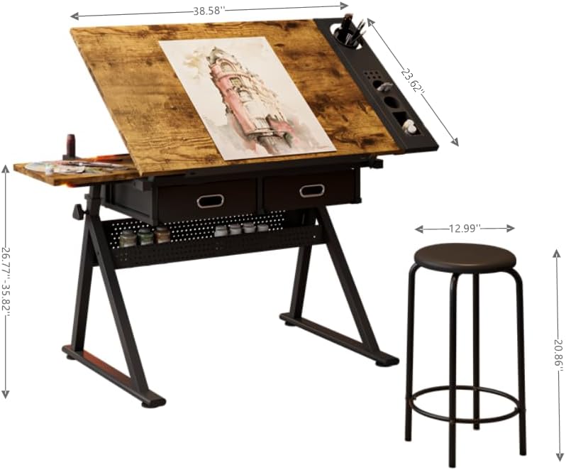 Adjustable Drawing Table with  - Home Office Desks avaliação e preço