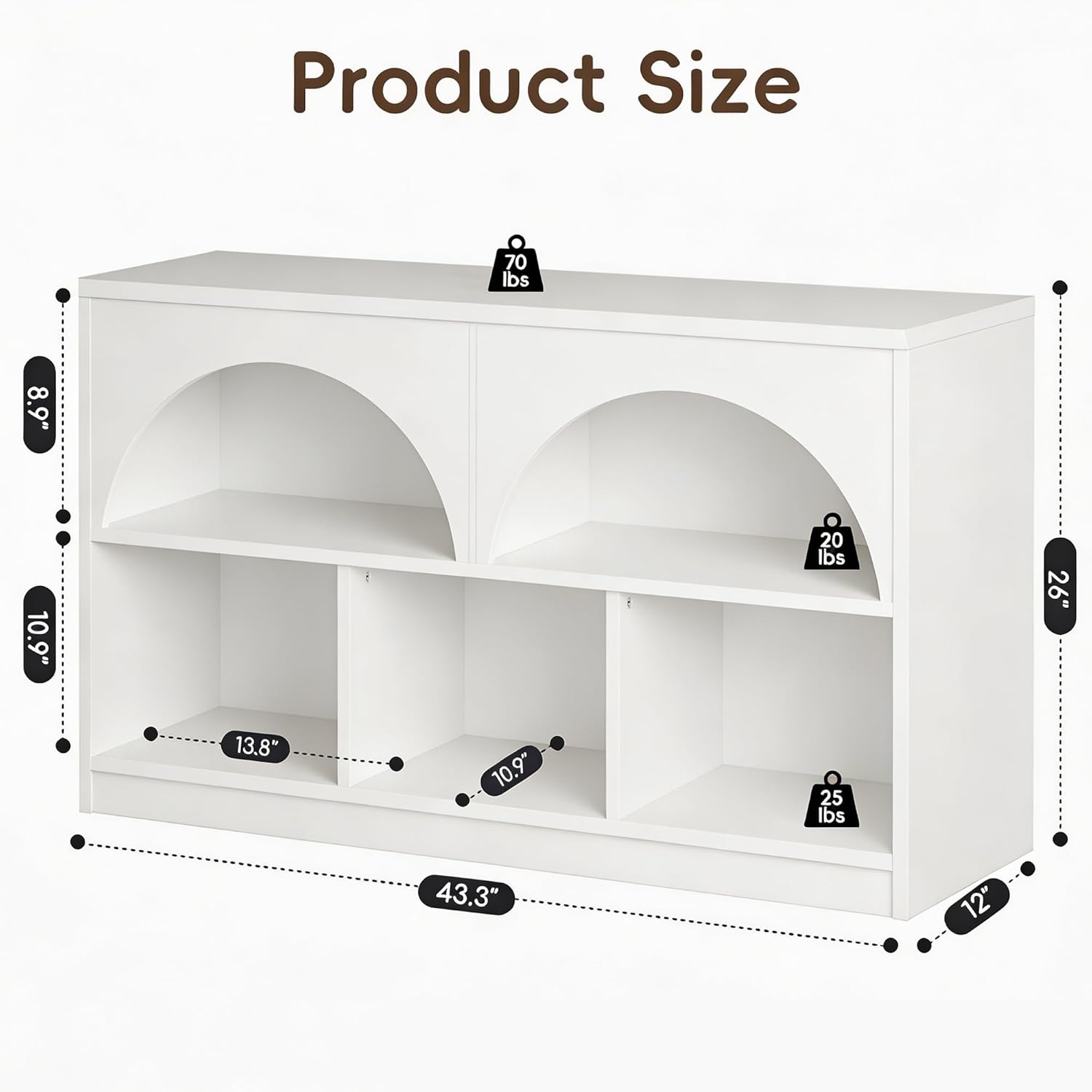 2-Shelf Arched Bookcase, Woode - Bookcase Wood Shelf avaliação e preço