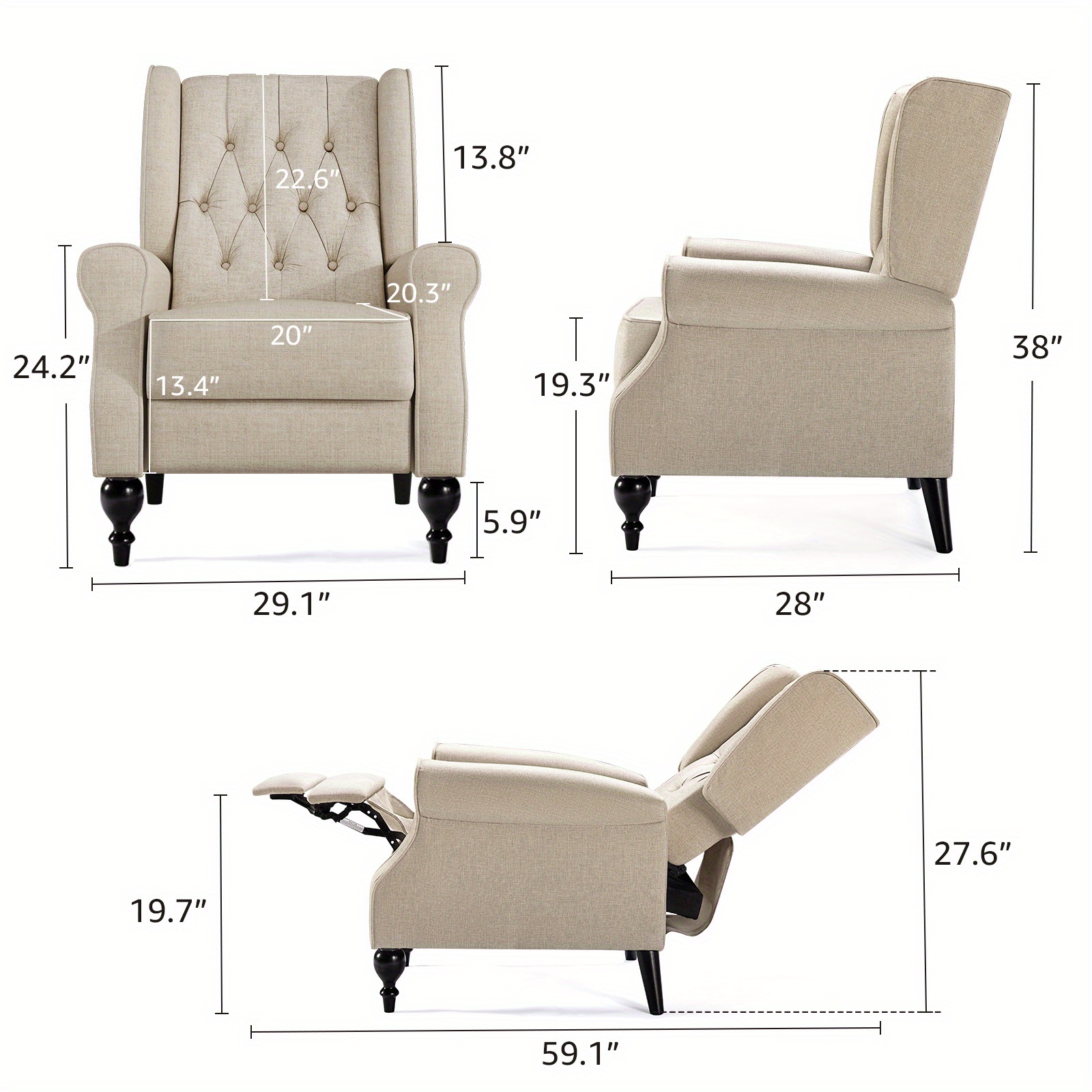 Cozy Tufted Push-Back Recliner - Home Office Cozy avaliação e preço