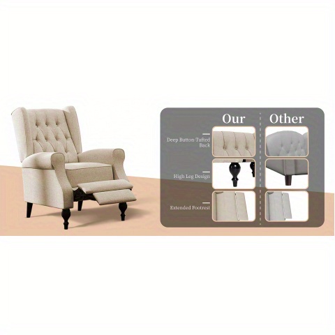 Cozy Tufted Push-Back Recliner - Home Office Cozy avaliação e preço