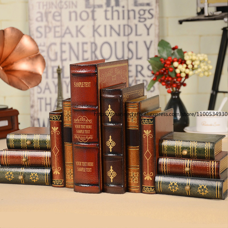 Retro Fake Book Ornaments Euro - Bookcase Wood Shelf avaliação e preço