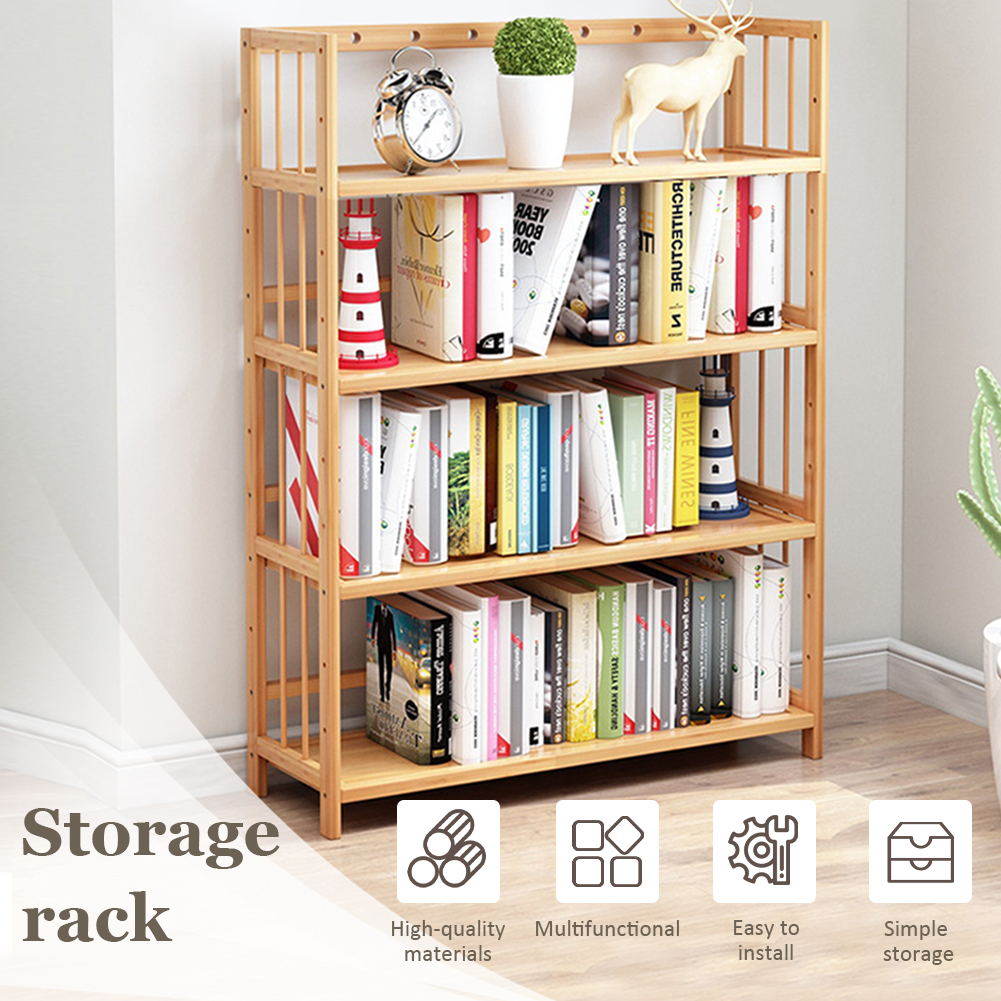 4-Tier Bamboo Shelf Multi-Func - Bookcase Wood Shelf avaliação e preço