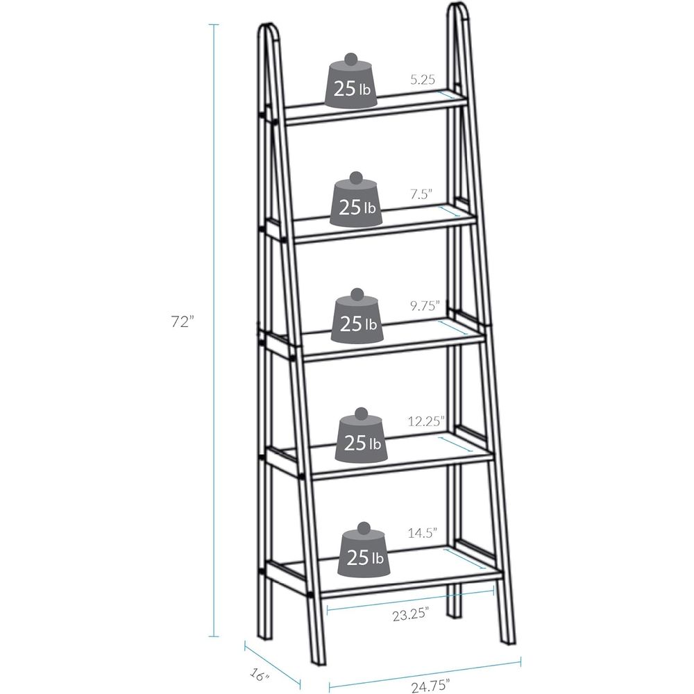Solid Wood 5-Shelf Ladder Book - Bookcase Wood Shelf avaliação e preço