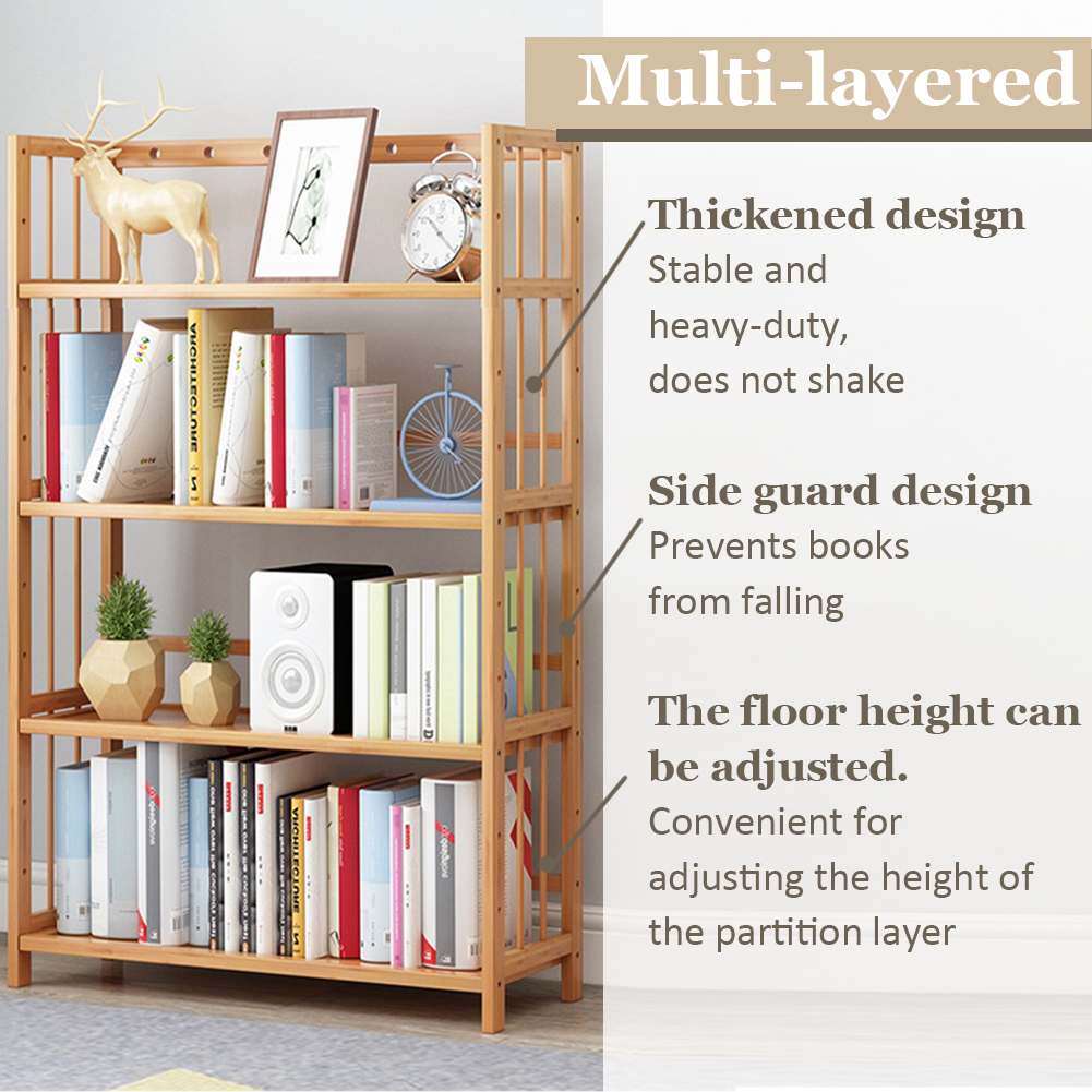 4-Tier Bamboo Shelf Large Capa - Bookcase Wood Shelf avaliação e preço
