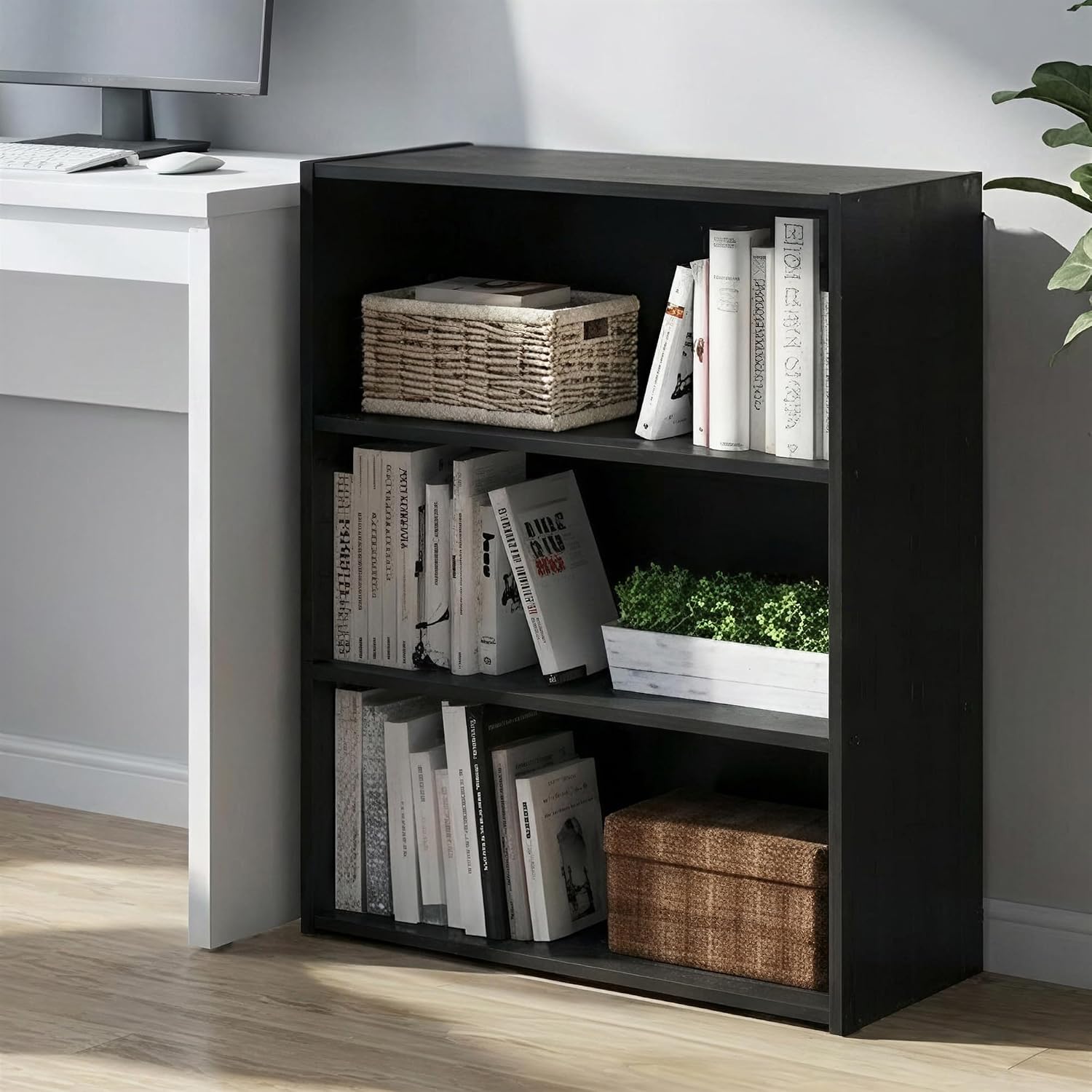 Furinno PASIR Book Shelf, 3-Ti - Bookcase Wood Shelf avaliação e preço