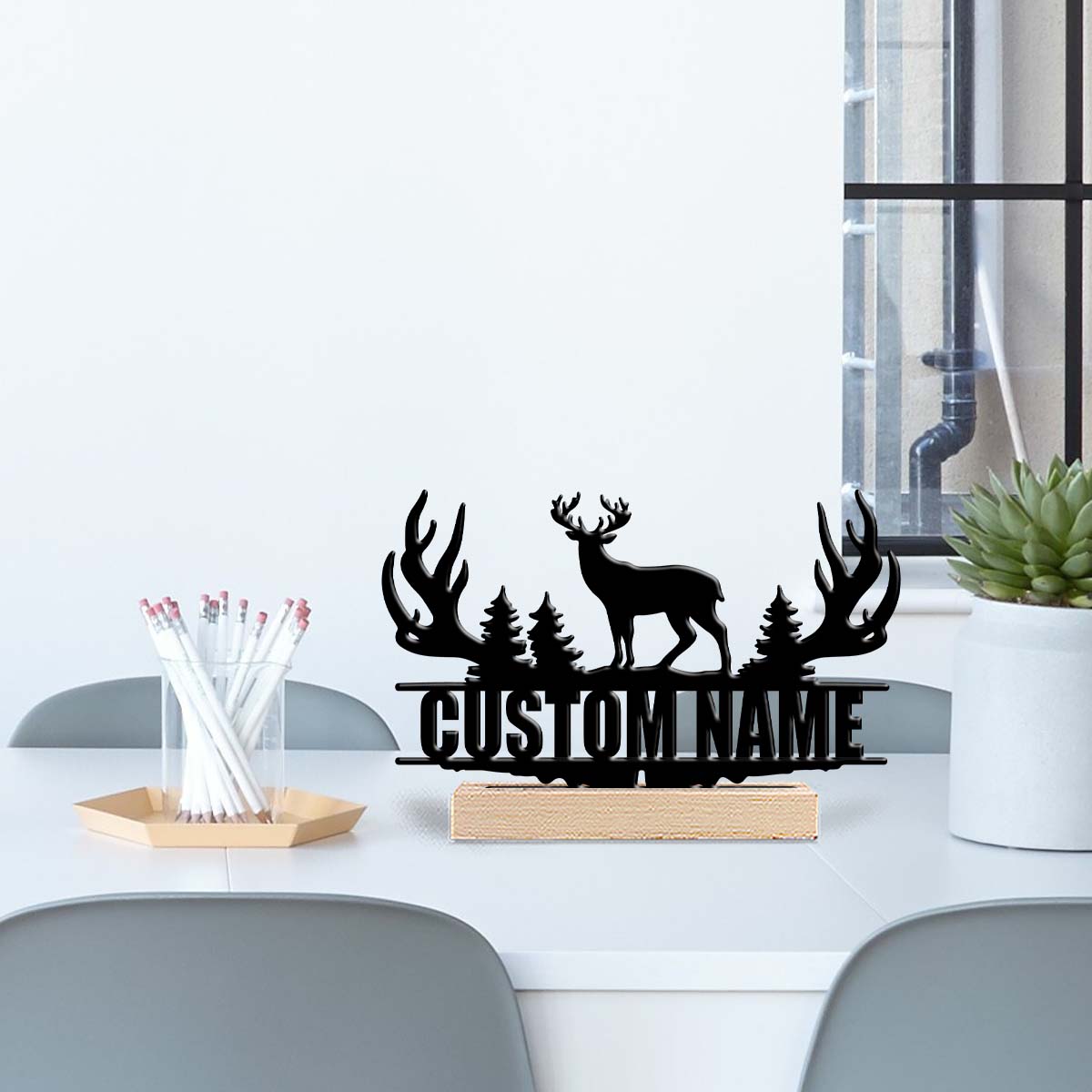 1Pc Csutom Forest Deer Wooden  - Home Office Art avaliação e preço