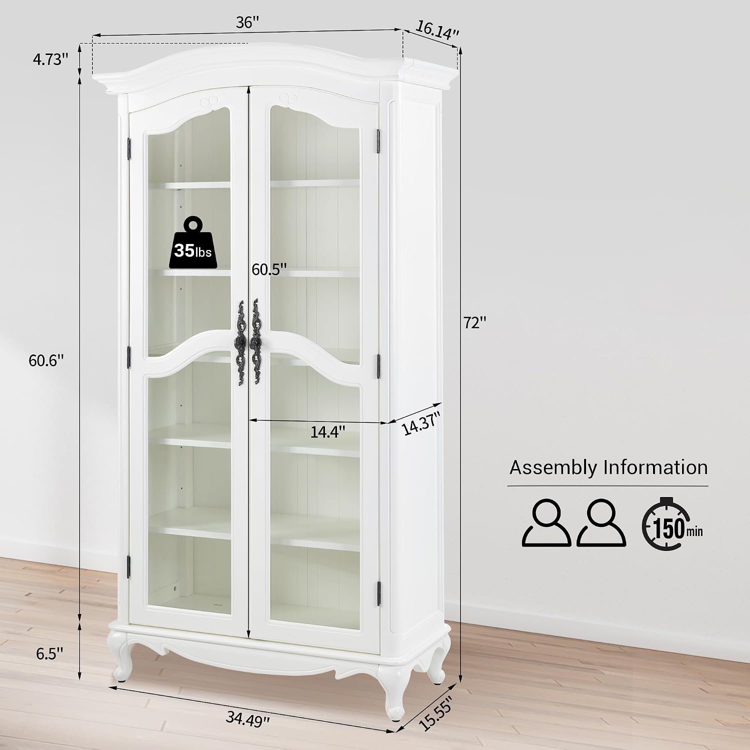 Farmhouse Arched Display Cabin - Bookcase Wood Shelf avaliação e preço