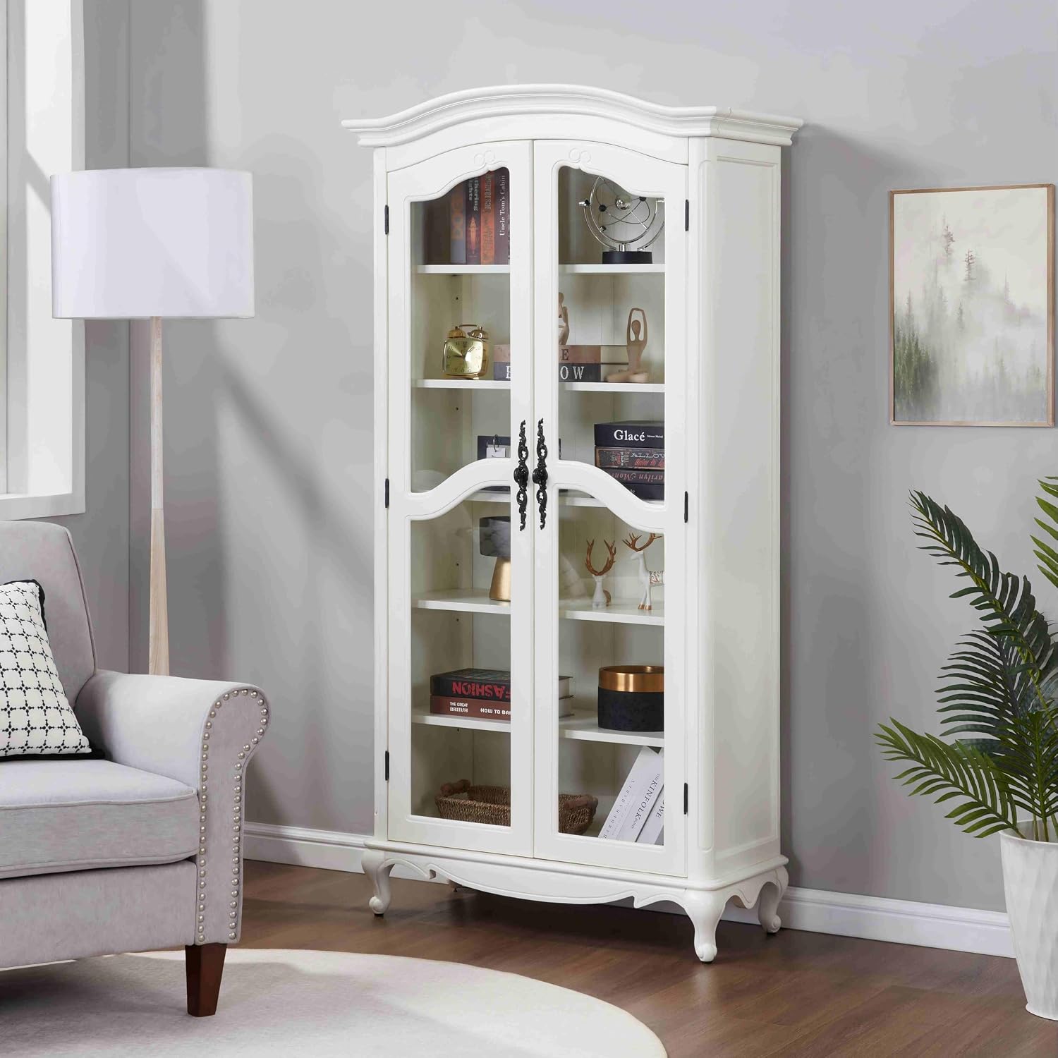 Farmhouse Arched Display Cabin - Bookcase Wood Shelf avaliação e preço