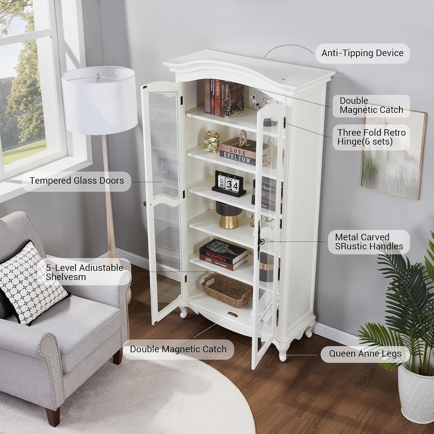 Farmhouse Arched Display Cabin - Bookcase Wood Shelf avaliação e preço