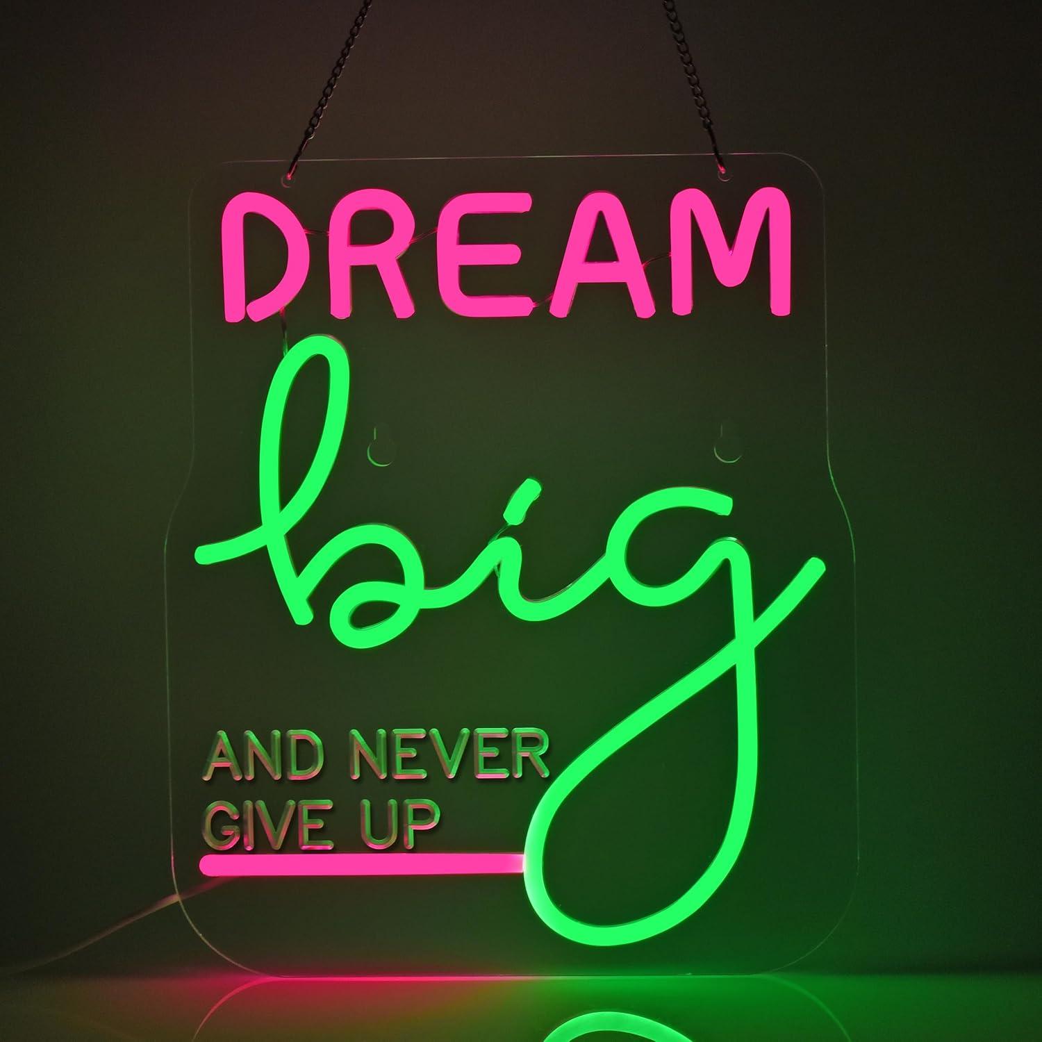 Dream Big Neon Sign Motivation - Home Office Art avaliação e preço