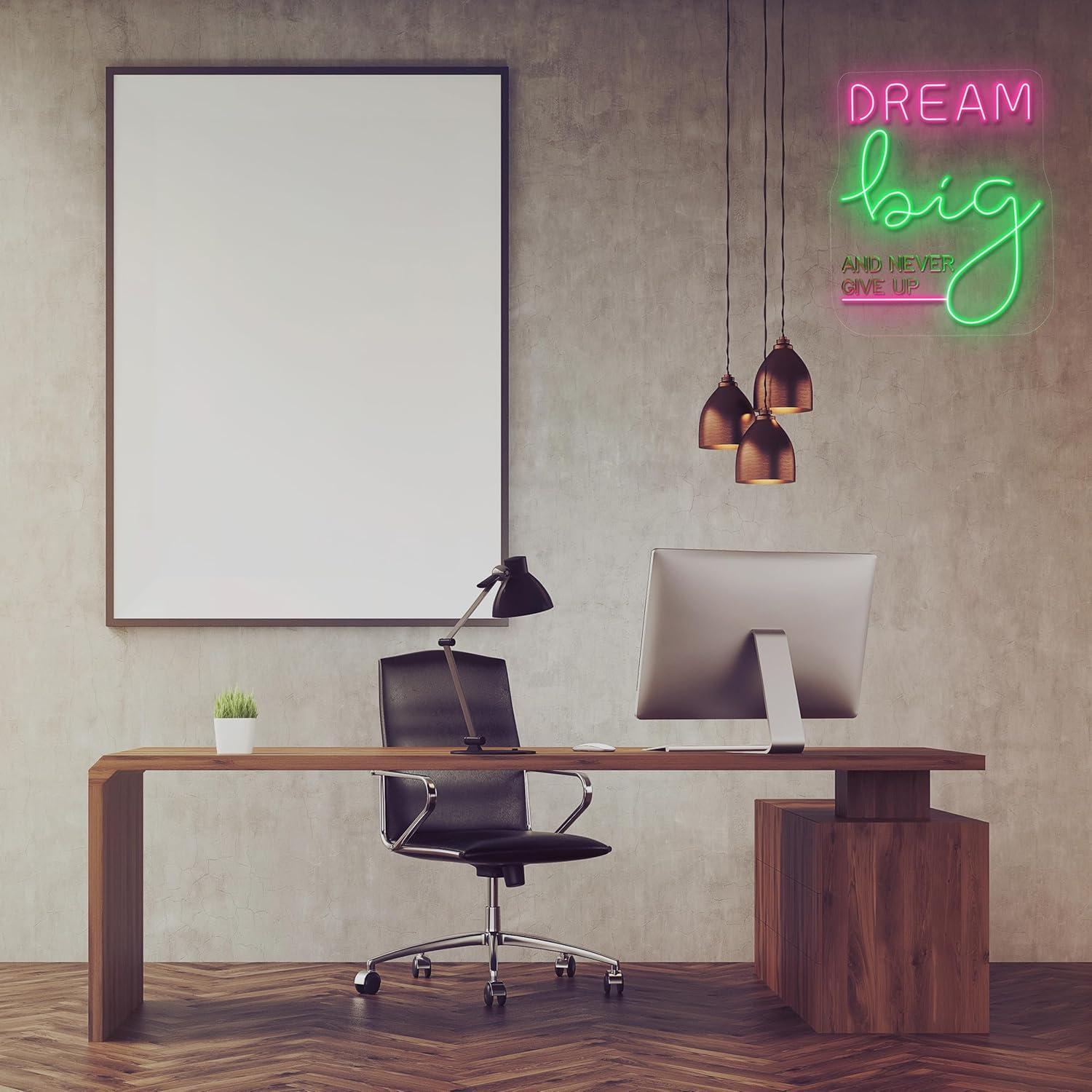 Dream Big Neon Sign Motivation - Home Office Art avaliação e preço