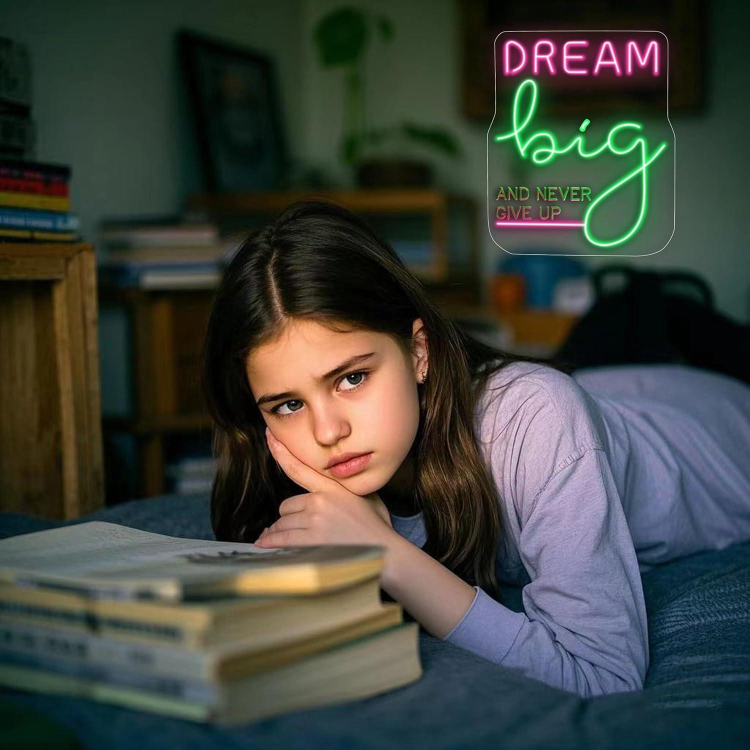 Dream Big Neon Sign Motivation - Home Office Art avaliação e preço