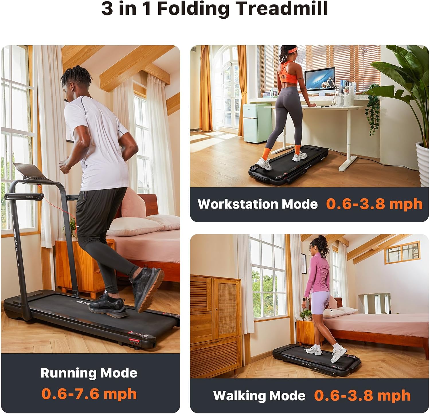 3-in-1 Under Desk Treadmill, W - Home Office Desks avaliação e preço