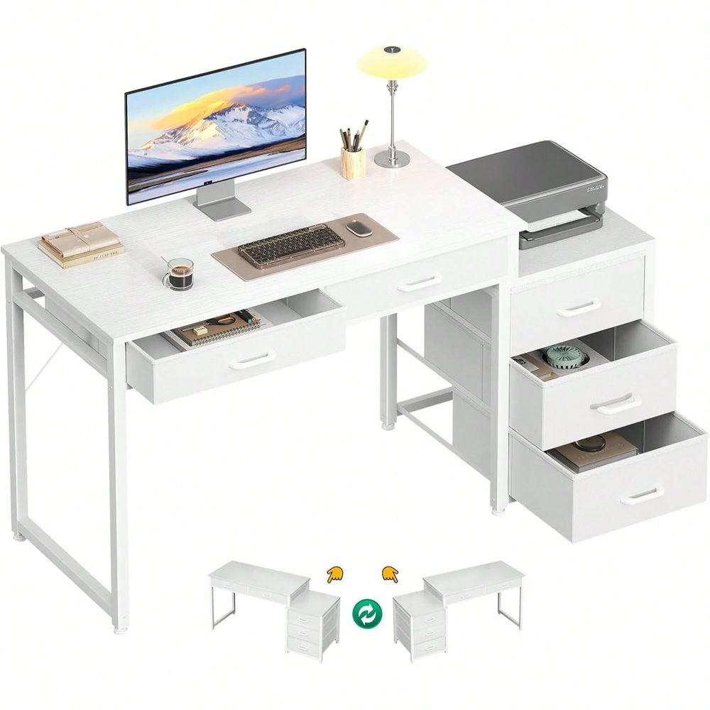 Desk With 5 Drawers, 53 Inch O - Home Office Desks avaliação e preço