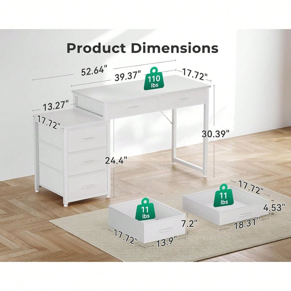 Desk With 5 Drawers, 53 Inch O - Home Office Desks avaliação e preço