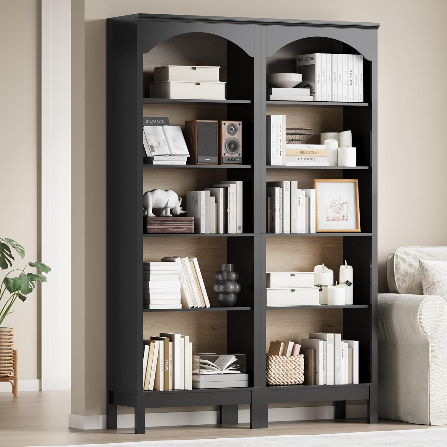 Arched Bookshelf with 5 Tier O - Bookcase Wood Shelf avaliação e preço