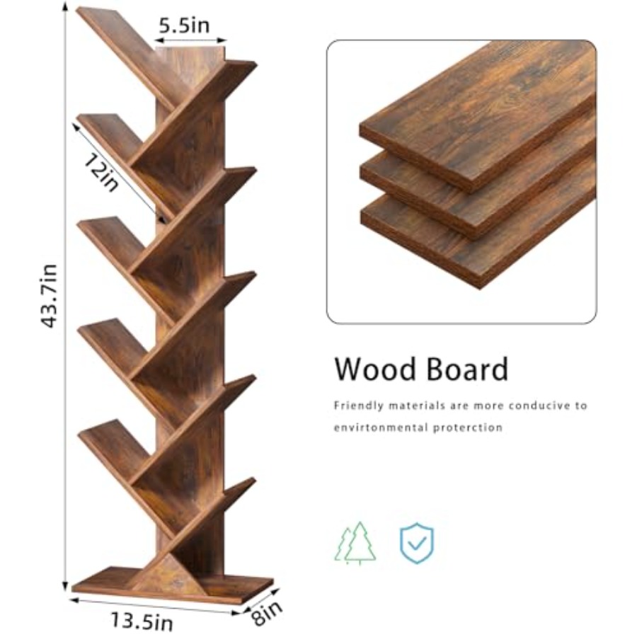 Tree Book Shelf, Floor Standin - Bookcase Wood Shelf avaliação e preço