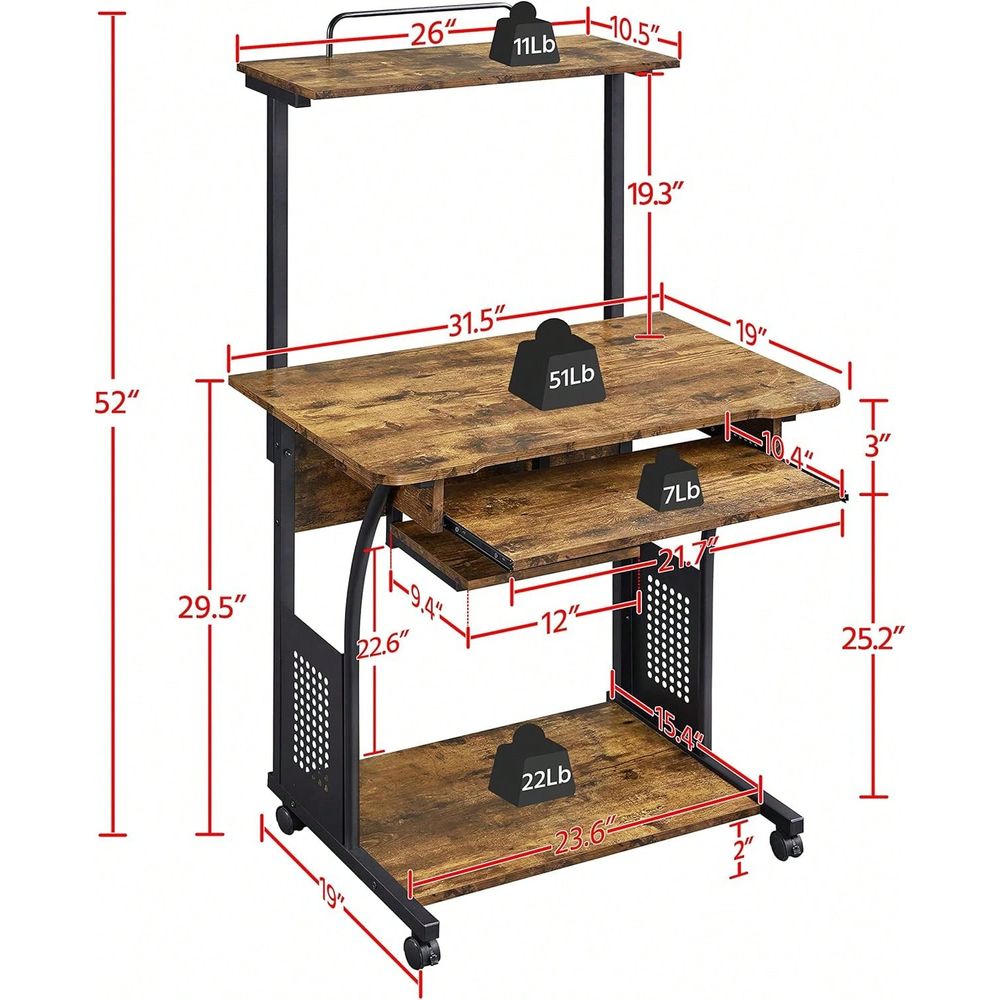 Tiers Rolling Computer Desk Wi - Home Office Desks avaliação e preço