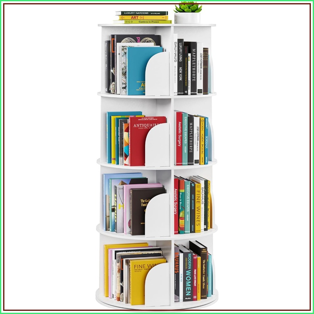 4-Tier Rotating Bookshelf Towe - Bookcase Wood Shelf avaliação e preço