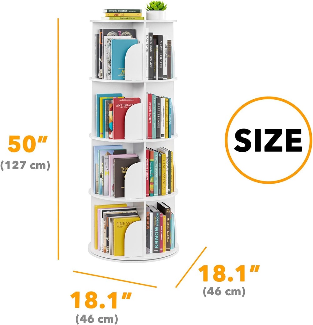 4-Tier Rotating Bookshelf Towe - Bookcase Wood Shelf avaliação e preço