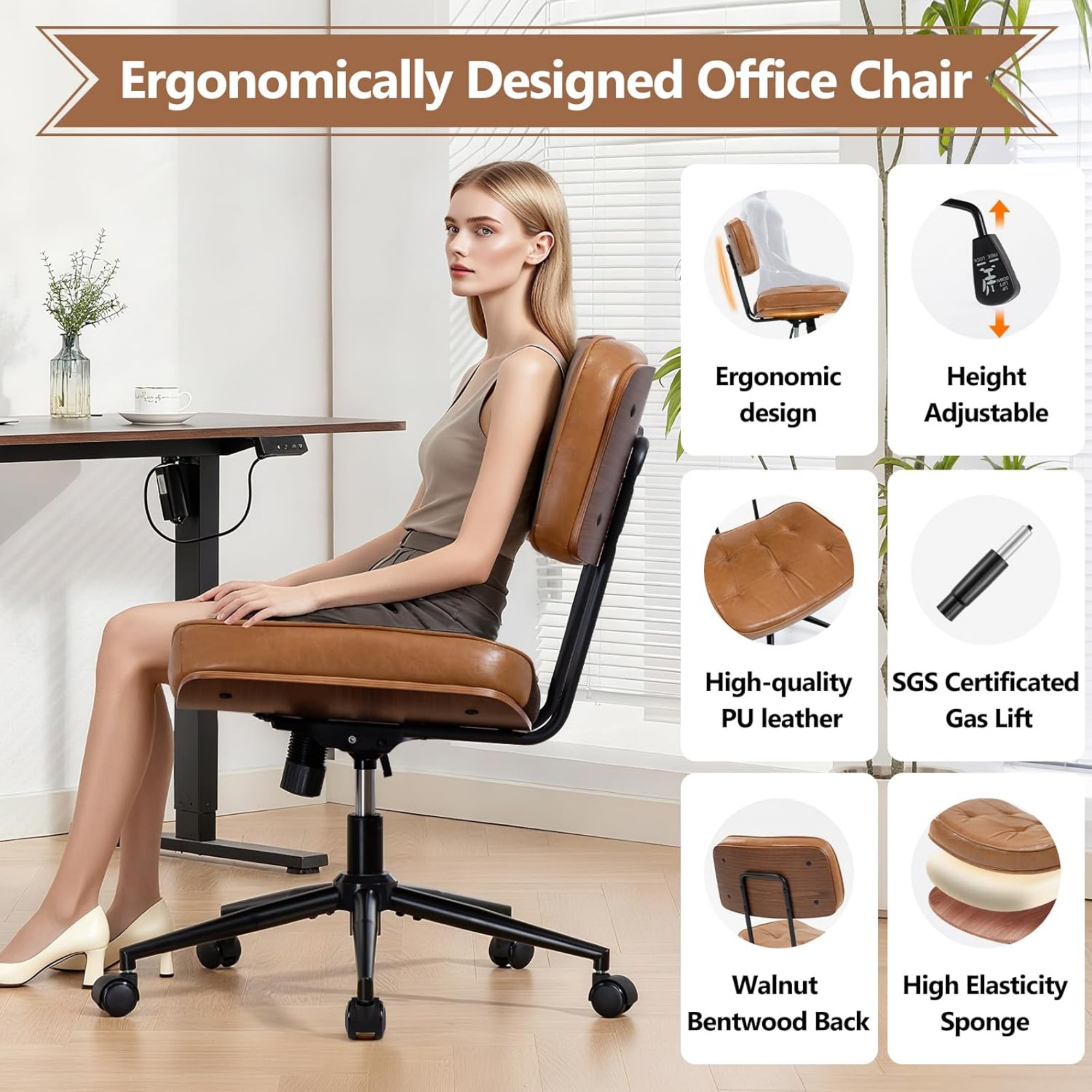 Armless Computer Chair, Small  - Home Office And Library avaliação e preço