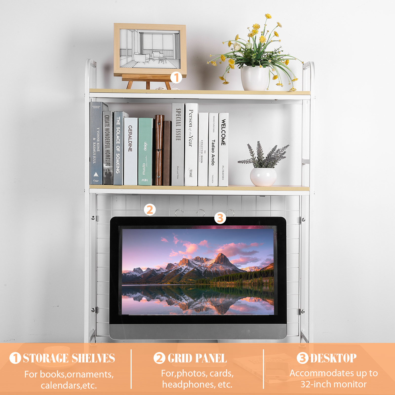 2 Tier Wooden Desk Organiser S - Bookcase Wood Shelf avaliação e preço