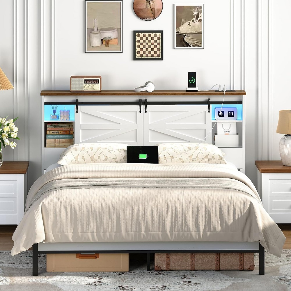 Queen Headboard With Storage S - Bookcase Wood Shelf avaliação e preço