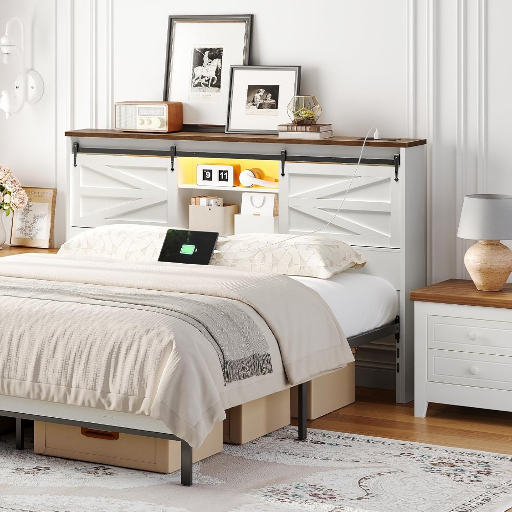 Queen Headboard With Storage S - Bookcase Wood Shelf avaliação e preço